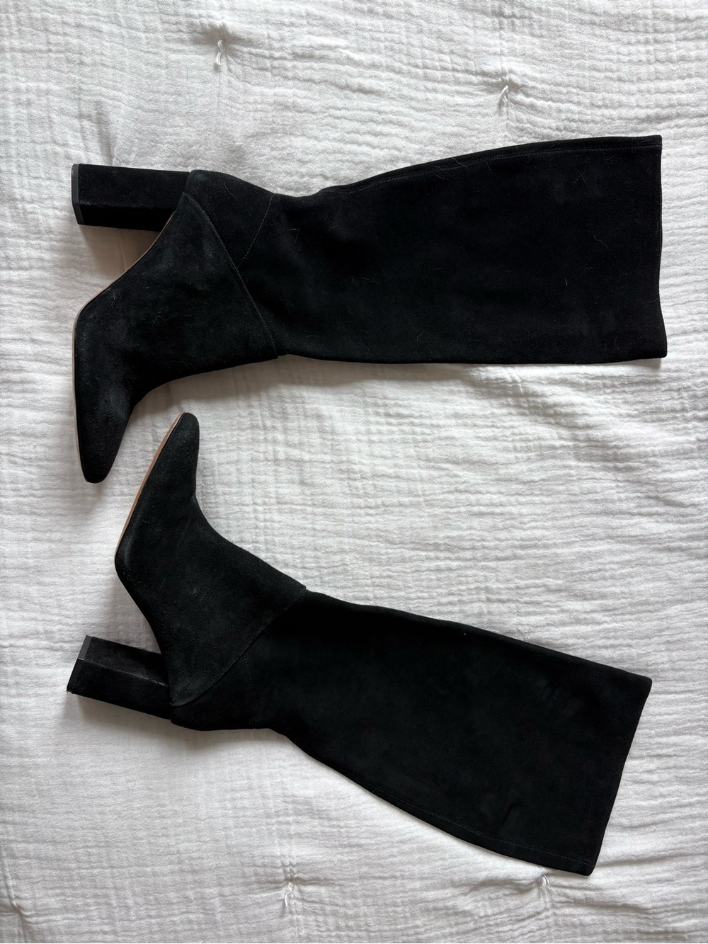 Banana Republic Black Suede Knee-High Block Heel Boots